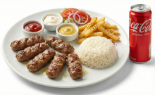 XMAS DEAL: 1 Μερίδα Κεφτεδάκια + 1 Μερίδα Πατάτες Τηγανητές ή Πιλάφι + 1 Σως επιλογής + 1 Coca-Cola 330ml