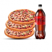 3 Πίτσες Μεσαίες επιλογής + 1 Coca-Cola 1.5lt ΔΩΡΟ