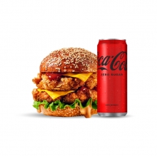 1 Cheeseburger με Πατάτες + 1 Coca-Cola 330ml επιλογής