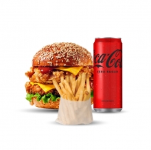 1 Double Cheeseburger με Πατάτες + 1 Coca-Cola 330ml επιλογής