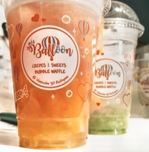 2 Bubble Teas Φράουλα με Πέρλες Πεπόνι