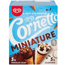 Cornetto Miniature Βανίλια Σοκολάτα 6τμχ (πολυσυσκευασία)