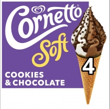 Cornetto Soft Μπισκότο και Σοκολάτα 4τμχ (πολυσυσκευασία)