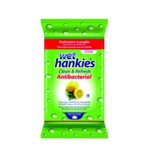 Wet Hankies Αντιβακτηριδιακά Μαντιλάκια Λεμόνι (15τμχ)