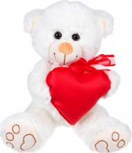 Λούτρινο Αρκουδάκι Λευκό με Καρδιά 35cm