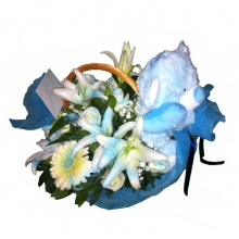 Ανθοσύνθεση για Νεογέννητο Αγόρι σε Καλάθι