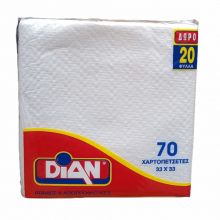 Dian Χαρτοπετσέτες 33x33 1 Φύλλο Λευκή