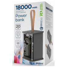 Gembird Powerbank Fast Charger 18000Mah Διαφανές Μαύρο