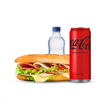 1 Σάντουιτς επιλογής + 1 Νερό 500ml + 1 Coca-Cola 330ml επιλογής -10% Έκπτωση