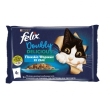 Felix Agail Υγρή Τροφή Γάτας Doubly Delicious Γεύσεις Ψαριών 4*85γρ.