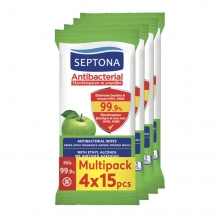 Septona Refresh Wipes Πράσινο Μήλο Multipack 4*15τμχ