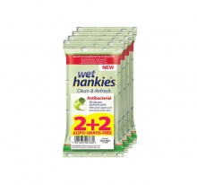 Wet Hankies Υγρά Μαντηλάκια Green Apple 15τμχ (2+2 ΔΩΡΟ)