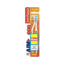 Aim Οδοντόβουρτσα Anti-Plaque Μέτρια 1+1 ΔΩΡΟ