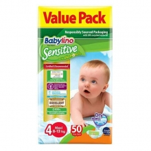 Babylino Sensitive Βρεφική Πάνα Νο4 7-13kg Unisex Jumbo Pack 50τμχ