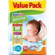 Babylino Sensitive Cotton Soft Πάνες 50τεμ Νο2 Οικονομική Συσκευασία (3-6Kg)