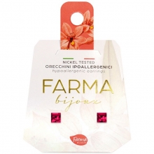 Farma Bijoux Υποαλλεργικά Σκουλαρίκια Κρύσταλλα Κόκκινα Τετράγωνα