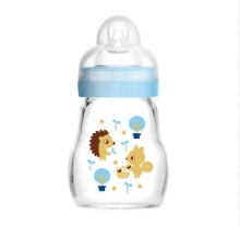 Mam Μπιμπερό Μπλε Feel Good 0+ Μικρής Ροής Γυάλινο 170ml