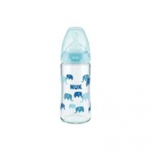 Nuk First Choice Γυάλινο Μπλε Μπιμπερό Σιλικόνης 0-6m 240ml