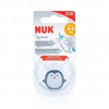 Nuk Space Πιπίλα Σιλικόνη Γαλάζιος Πιγκουίνος 0-6m 1τμχ