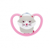 Nuk Space Πιπίλα Σιλικόνη Ροζ Γατούλα 0-6m 1τμχ
