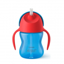 Philips Avent Bendy Straw Cup Παιδικό Ποτηράκι με Λαβές Bendy 9m+ 200ml Μπλε