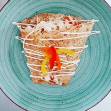 Κρέπα Αλμυρή Τυρί, Γαλοπούλα, Καλαμπόκι, Ντομάτα, Τυρί Κρέμα