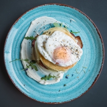 Pancakes με Γαλοπούλα και Τηγανητό Αυγό