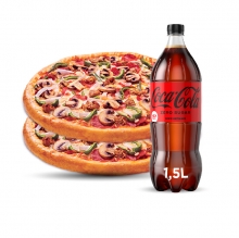 2 Πίτσες Οικογενειακές επιλογής + 1 Coca-Cola 1.5lt ΔΩΡΟ επιλογής